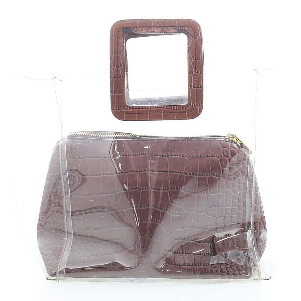 Staud Mini Shirley Bag Clear PVC Brown Leather